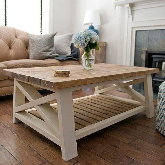 Журнальний столик із масиву дерева, з полицею, фото 1