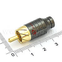 Pailiccs RCA mini RC-391-R Разъем RCA штекер, корпус металлический короткий, темно-серый с красной маркировкой