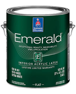 Фарба EMERALD (Смарагд) Interior Acryllic Latex, MATTE (Матова). Sherwin-Williams Extra White, 3,78