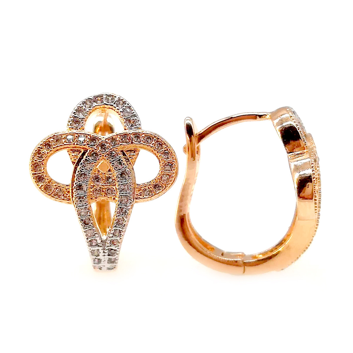 Сережки Xuping з медичного золота, білі фіаніти, позолота 18K + родій, 22760 (1)
