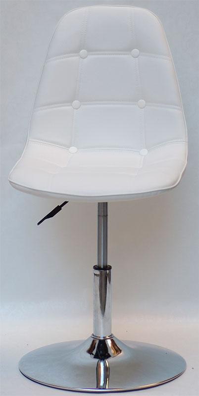 Стілець Alex CH — Base білий шкірозамінник висоти 42-57 см на круглому металевому млинці, без підніжки 9481, фото 1