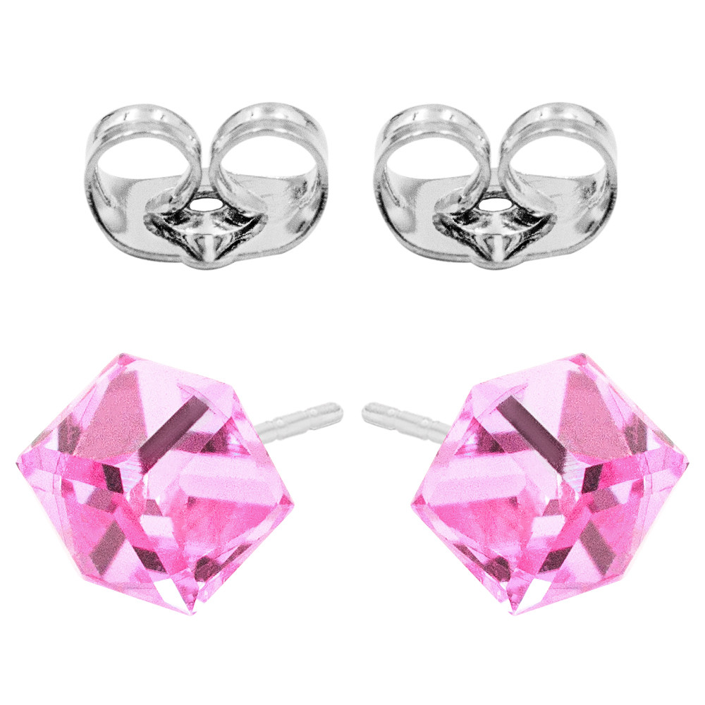 Сережки-цвяшки Swarovski Кубик 0,4 см срібло 925