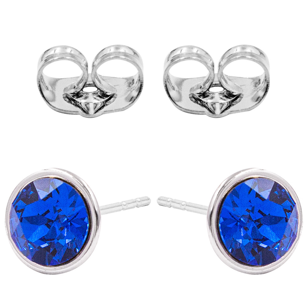 Сережки-цвяшки родій Swarovski Камінь 0,8 см (на основі)