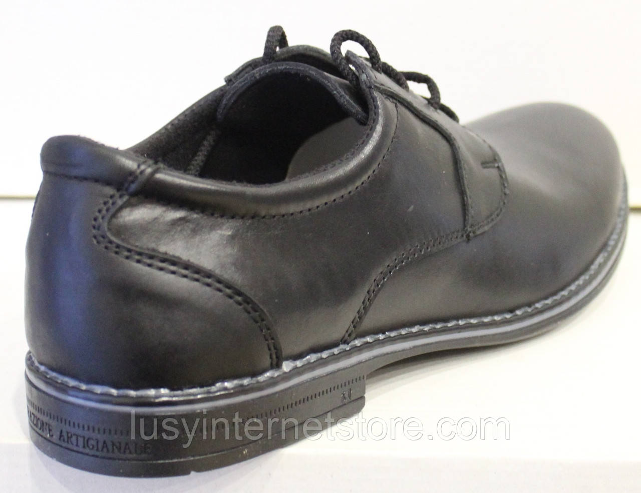Мужские кожаные туфли черные на шнурках классика от производителя модель АМТ30КШ - фото 6 - id-p512954932