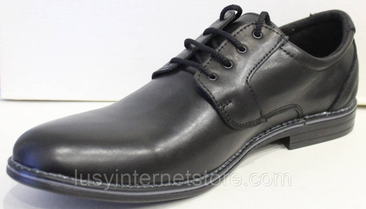Мужские кожаные туфли черные на шнурках классика от производителя модель АМТ30КШ - фото 4 - id-p512954932