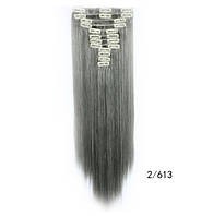 Накладные волосы трессы на 12 отдельных прядей ровные 60 см.цвет мелировка на чёрно-коричневый цвет волос