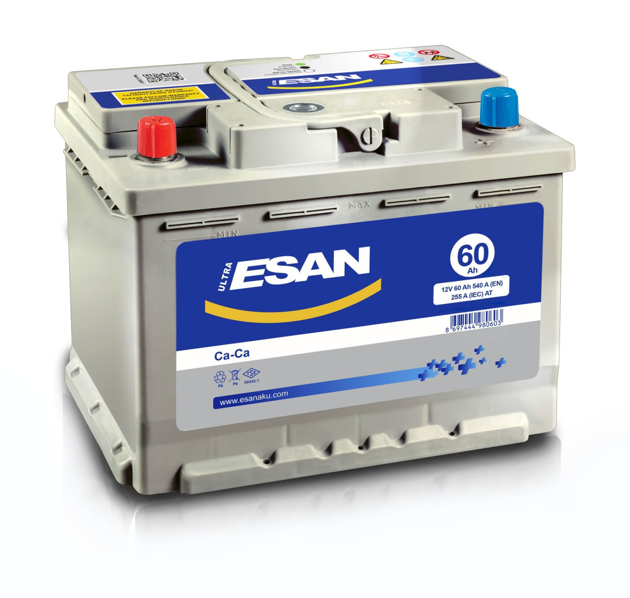 Акумулятор Esan 60Ah/600A L+ (6CT- 60 Aз 600 A L MF) Автомобільний (Есан) АКБ Туреччина НДС