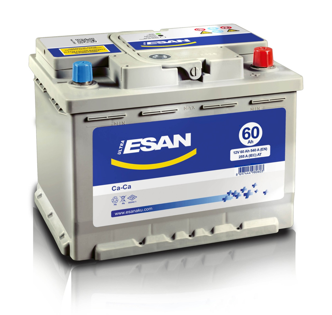 Акумулятор Esan 60Ah/600A R+ (6CT- 60 Aз 600 A R MF) Автомобільний (Есан) АКБ Туреччина НДС