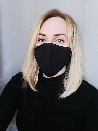 Маска захисна для обличчя чорна тришарова Atteks — 03703, фото 1