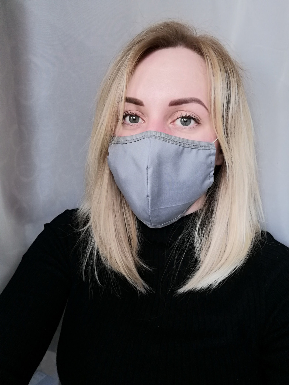 Маска захисна для обличчя сіра тришарова Atteks - 03706