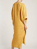 Плаття з льону з об'ємним рукавом, гірчиця, оранж, темно-зелений, блакитний 72+ плюс сайз, колір в асорт, фото 2