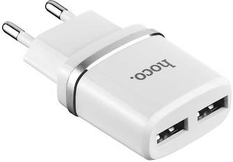 Зарядний пристрій HOCO C12 Smart 2 USB 2.4A + кабель Lightning White