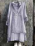 Туніка з тонкого марлевого льону + майка з білого, колір в асортименті розмір 40-72+, фото 5