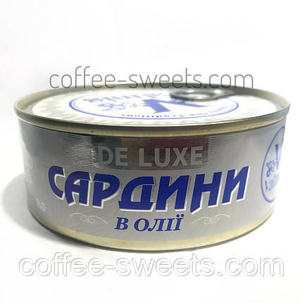 Сардина в маслі Valmis de luxe 240g, фото 2