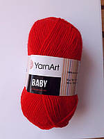 Нитки для в'язання пряжа  акрилова дитяча  Baby YarnArt, 100% акрил 50 гр., 150 м,  156 , яскравий червоний