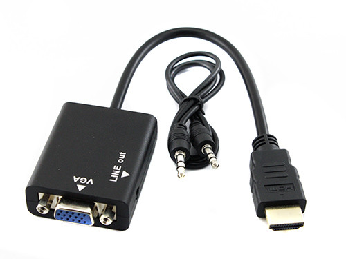 HDMI - VGA адаптер, конвертер відео + аудіо, 1080P