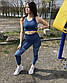Класний  синій жіночий фітнес-комплект (лосини/топ) для йоги,фітнесу. Дуже висока посадка., фото 6