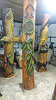 Скульптуры с дерева 200-250см Опора на стену/альтанку/баню и т д. Дизайнерская Ручная Работа на заказ.
