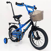 14-STORM Дитячий велосипед із ручкою й бічними колесами синій від 3 років збирання 85%