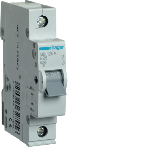 Автоматичний вимикач 1P, 6kA, B-25A, 1M Hager, фото 1
