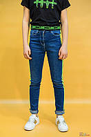 Джинсы синего цвета с лампасами (134 см.) A-yugi Jeans