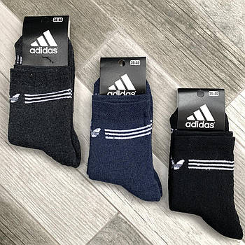 Шкарпетки махрові жіночі спортивні х/б Adidas, Athletic Sports, розмір 36-40, середні, асорті, 09951