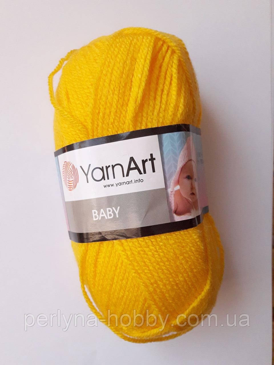 Нитки для в'язання пряжа акрилова дитяча Baby YarnArt 100% акрил, 50 гр., 150 м,  315, жовтий 032