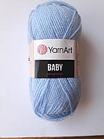 Нитки для в'язання пряжа акрилова дитяча Baby YarnArt 100% акрил, 50 гр., 150 м,  215, голубий
