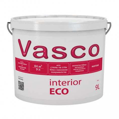 Vasco interior ECO вододисперсійна матова фарба для стін і стель 9 л., фото 2