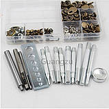 Набір для установки кнопок і люверсів 14 предметів+ набір фурнітури кнопки люверси хольнітени, фото 2