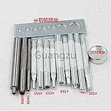 Набір для установки кнопок і люверсів 14 предметів+ набір фурнітури кнопки люверси хольнітени, фото 4