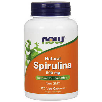 Natural Spirulina 500 mg (120 veg caps) NOW