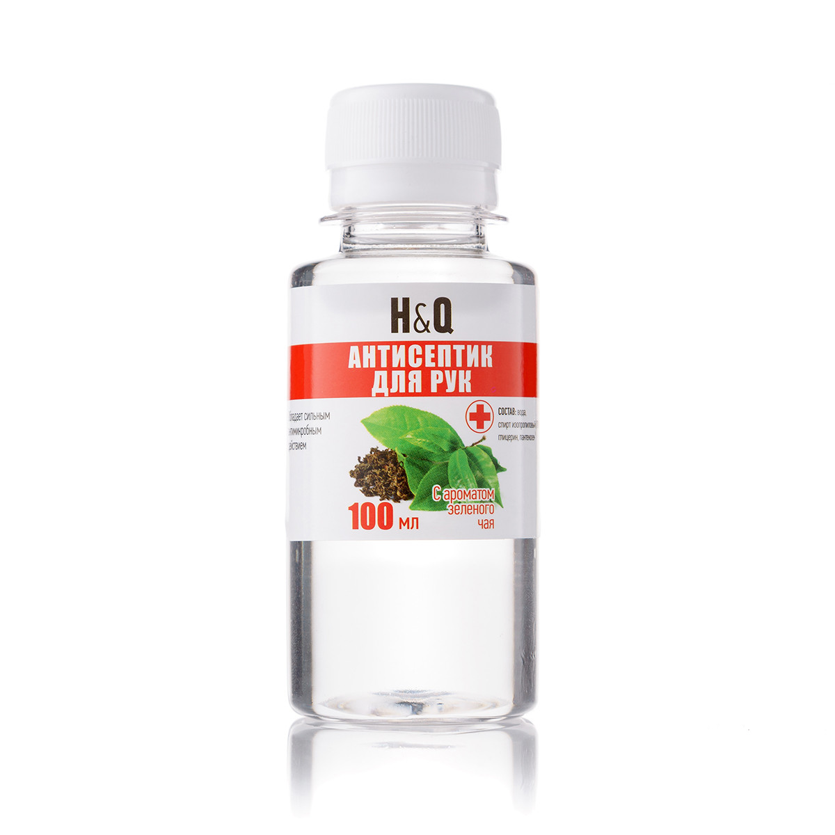 Антисептик для рук H&Q - 100 мл Антисептична обробка шкіри, Гігієнічна дезінфекція рук і шкіри, Руки, Зелений чай