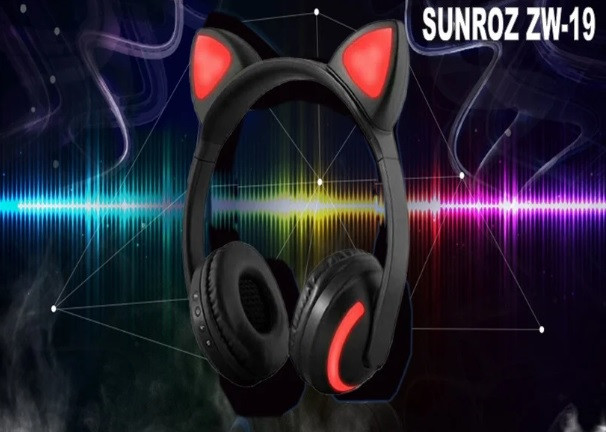 Навушники SUNROZ ZW-19 з котячими вушками<ОРИГІНАЛ>