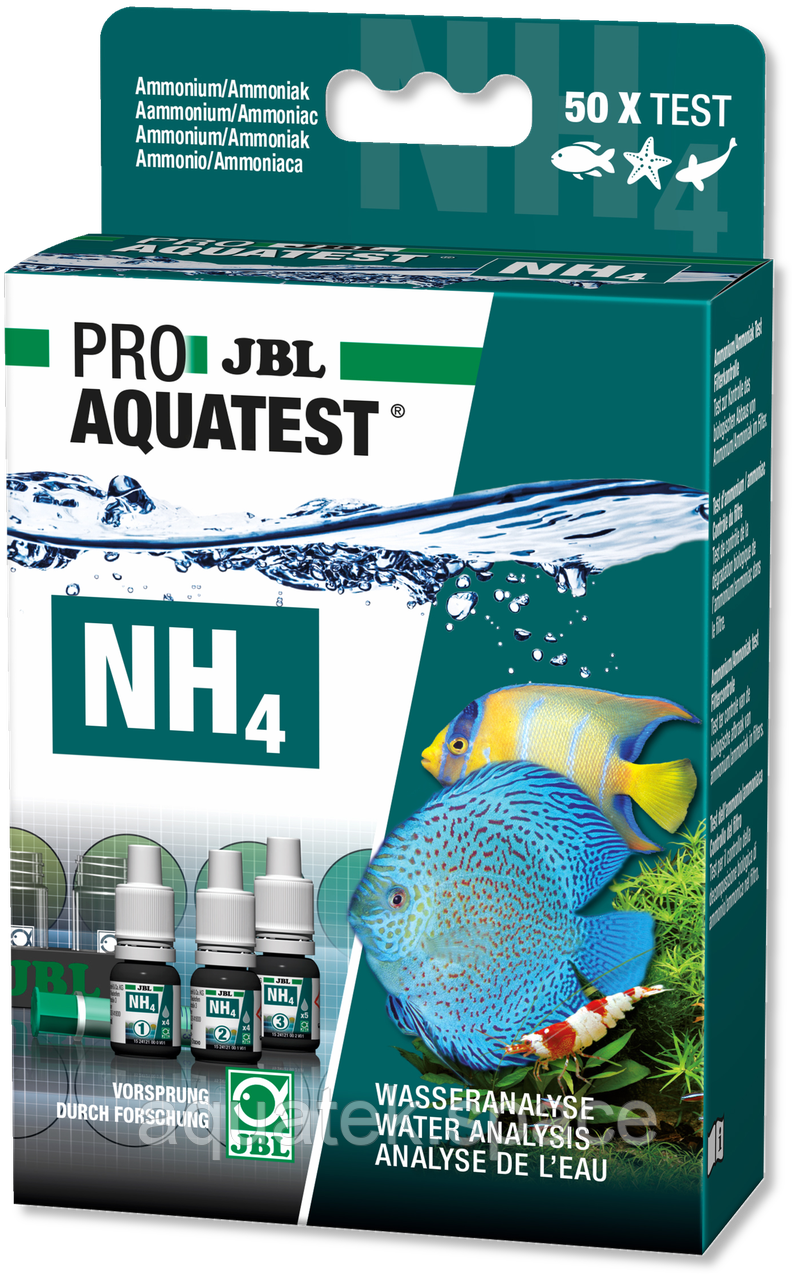 Ammonium PROAQUATEST NH4 JBL тест на вміст амонію NH4 та аміаку NH3 в акваріумах і ставках.