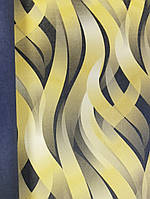 Вінілові шпалери на флізеліновій основі Ugepa Kinetic J428-02 хвилясті смуги жовті чорні 3d