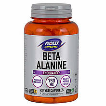 Бета-Аланін 750 мг 120 капс усунення припливів при клімаксі у жінок зміцнення м'язів Now Foods USA