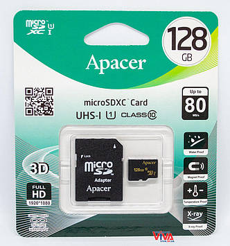 Карта пам'яті Apacer microSDXC 128GB UHS-I Class 10 + Adapter (AP128GMCSX10U1-R)