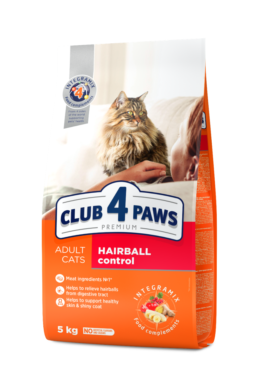 Сухий корм для виведення шерсті для дорослих кішок 5 кг CLUB 4 PAWS Клуб 4 Лапи
