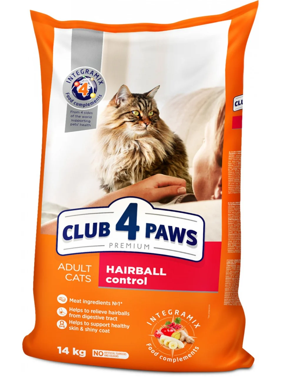 Сухий корм CLUB 4 PAWS Виведення вовни для дорослих кішок Клуб 4 Лапи 14 кг