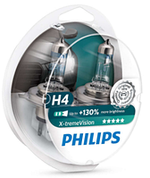 Галогенна автолампа PHILIPS H4 X-treme Vision 12342XV+S2 +130%