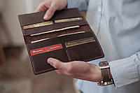 Компактный тонкий кошелек на полную купюру из натуральной кожи_мужское портмоне Antonio