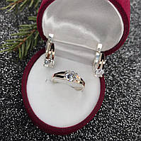 Сережки срібні 925 проби із золота 375 проби,вставки:Циркон.