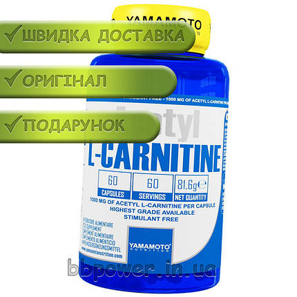 Жіросжігателя Yamamoto nutrition Acetyl L-Carnitine 60 капс, фото 2