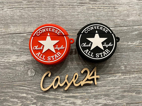 Чохол 3д Converse All Star на Airpods (чорний і червоний), фото 1