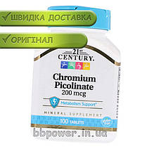 Хром 21st Century Chromium Picolinate 200 mcg 100 таб, фото 2