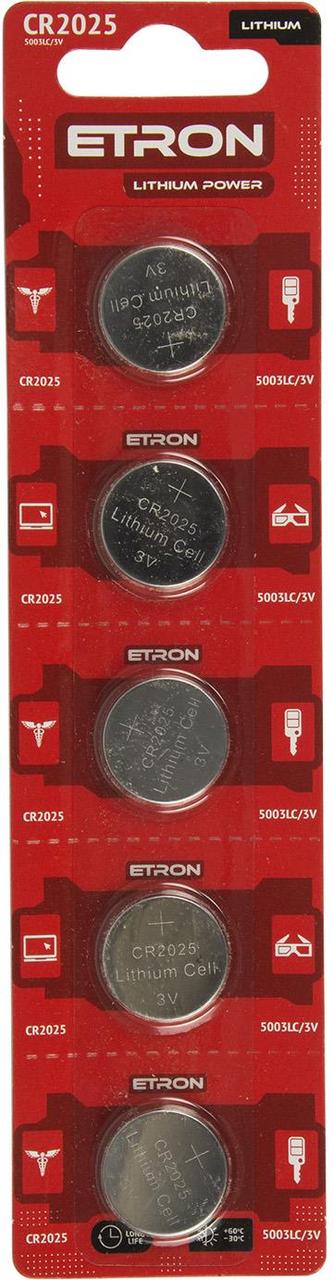 Батарейка Etron Lithium Power CR2025/5bl 3V(5)(60)