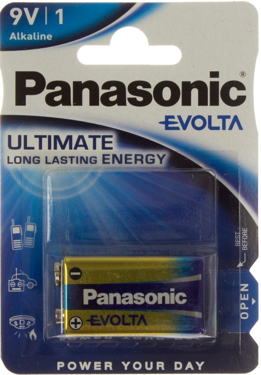 Батарейка Panasonic Алкалайн 6LR61/1bl крона Evolta(12)