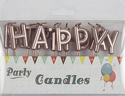 Свічка в торт "Happy Birthday" рожева(12)