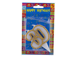 Свічка ювілейна "30" з кольор. оправою(12)